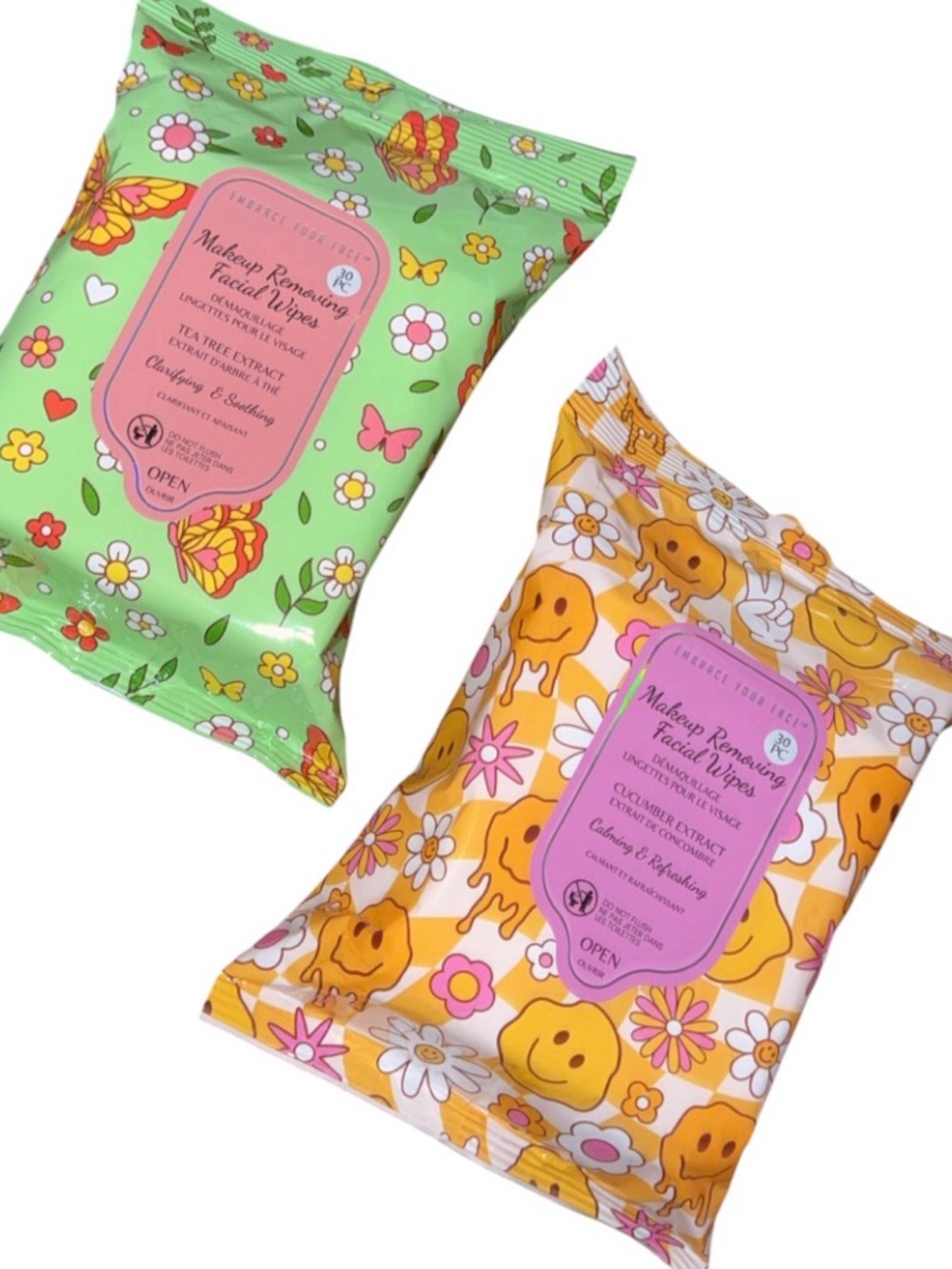 2 PACKS cucumber and tea tree extract MAKEUP REMOVING WIPES